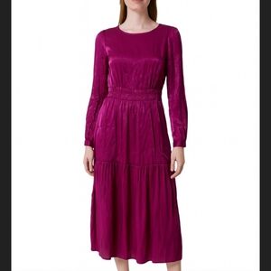 Melloday Elegant Purple/Magenta Iridescent Long Sleeve Dress - S